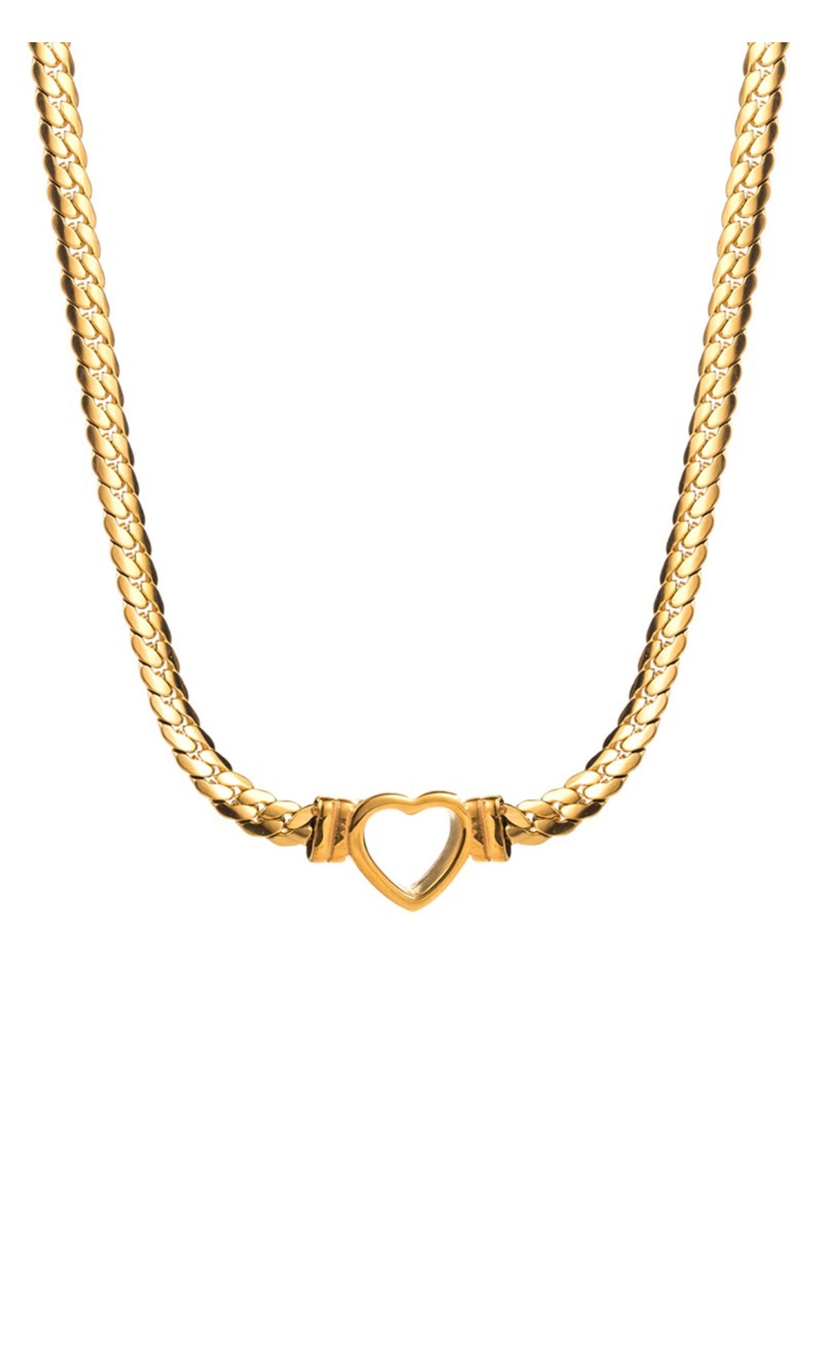 Stainless Steel Gold Heart Pendant Necklace