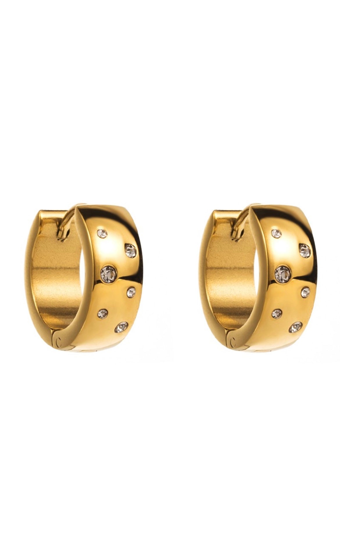 Stainless Steel CZ Huggie Earrings