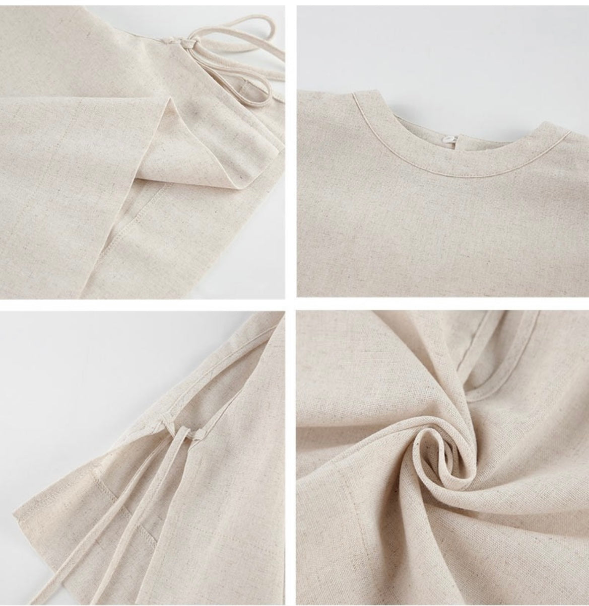 Cotton Linen Top And Wide Leg Pants