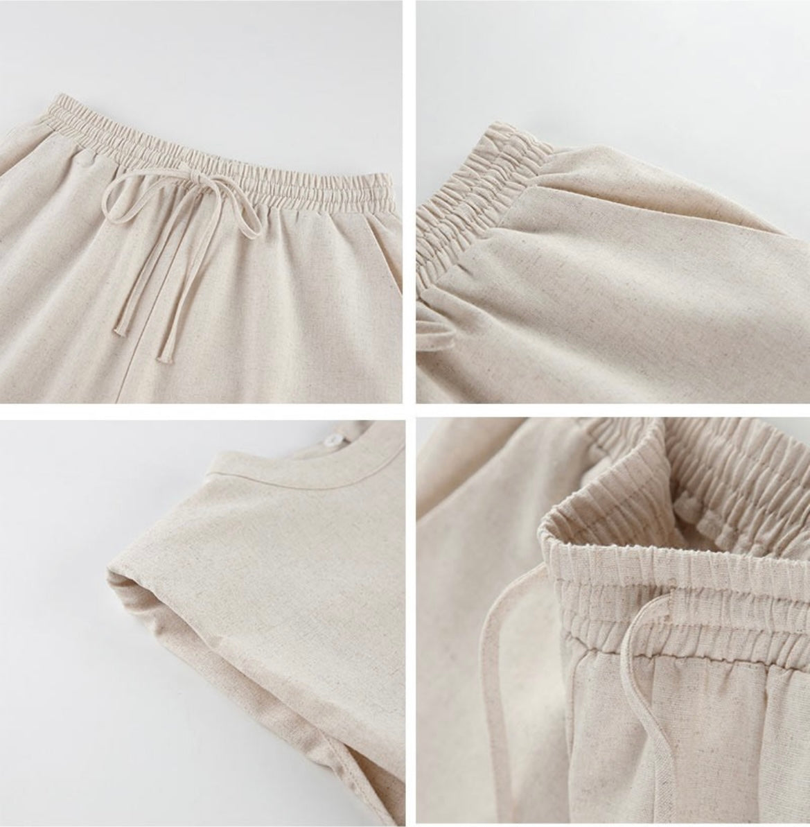 Cotton Linen Top And Wide Leg Pants
